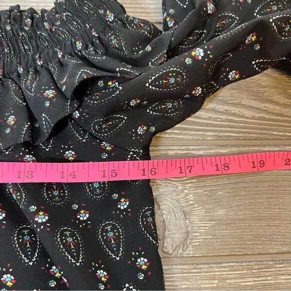 Misa Los Angeles Saskiya Black Multi Off-The-Shoulder Printed Blouse Sz XS - Picture 5 of 9